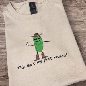 Embroidered Pickle Cowboy T-Shirt: Funny Westerncore Clothing