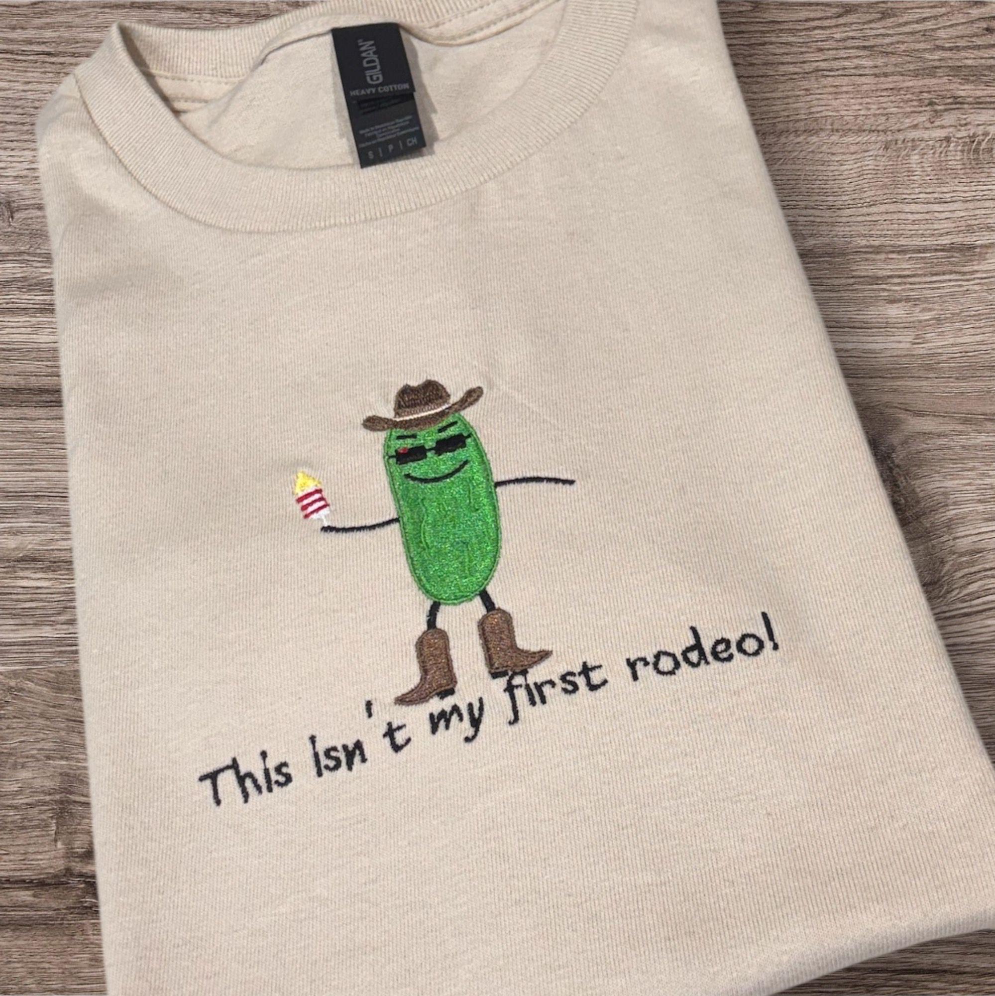 Embroidered Pickle Cowboy T-Shirt: Funny Westerncore Clothing