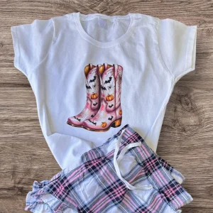 Halloween Cowboy Boots Pajama Set: Women's Western Sleepwear