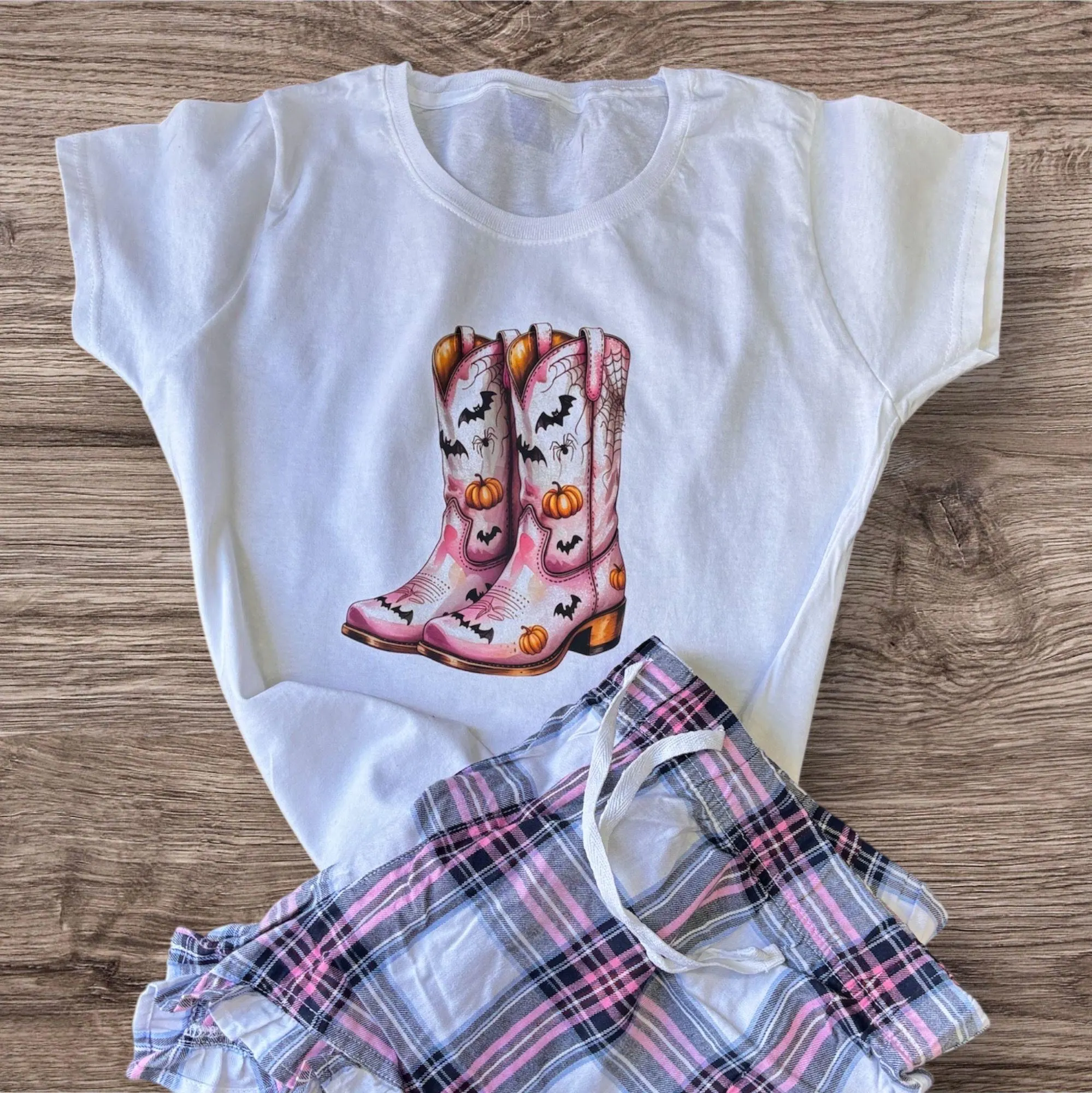 Halloween Cowboy Boots Pajama Set: Women's Western Sleepwear