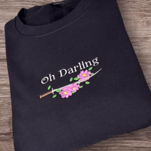 Embroidered "Oh Darling Powerless" Sweatshirt: Dark Romantasy Bookworm Gift