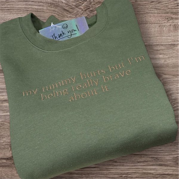 Embroidered "My Tummy Hurts" Unisex Sweatshirt: Funny Aches Jumper - Image 2