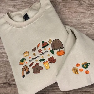 Embroidered Autumn Sweatshirt: Cozy Fall Vibes Jumper