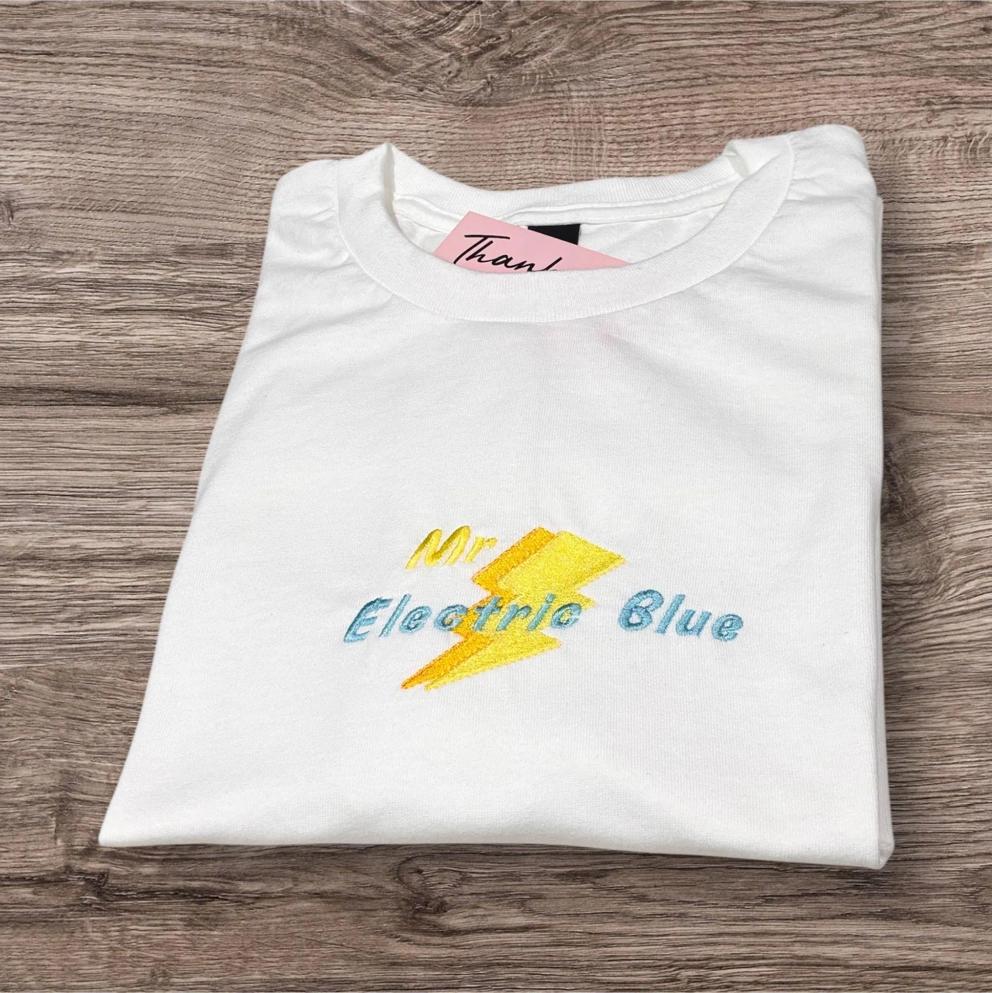 Embroidered Lightning Bolt Sweatshirt: Electric Blue Music Gift
