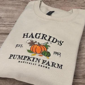 Embroidered Pumpkin Farm Sweatshirt: Vintage Halloween Hoodie