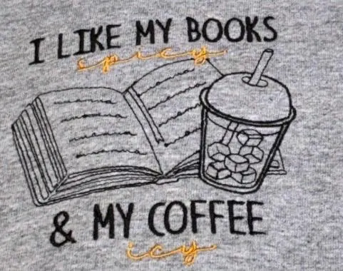 Embroidered Books Coffee Sweatshirt: Reading Lover Gift - Image 2