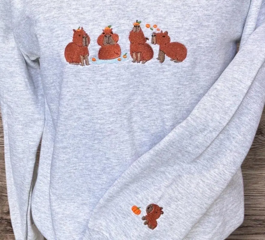 Embroidered Capybara Sweatshirt: Funny Rodent Top, Animal Lover Gift - Image 2