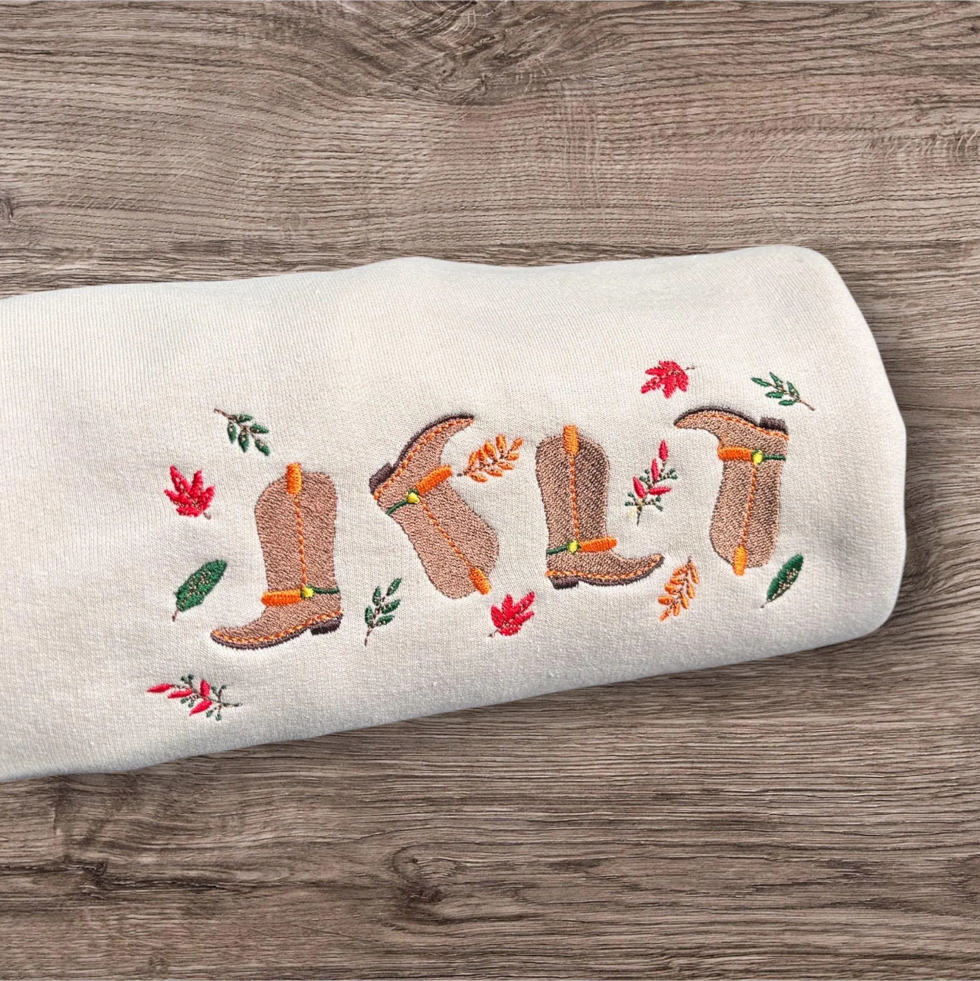 Embroidered Cowboy Boots Sweatshirt: Autumn Western Style - Image 2