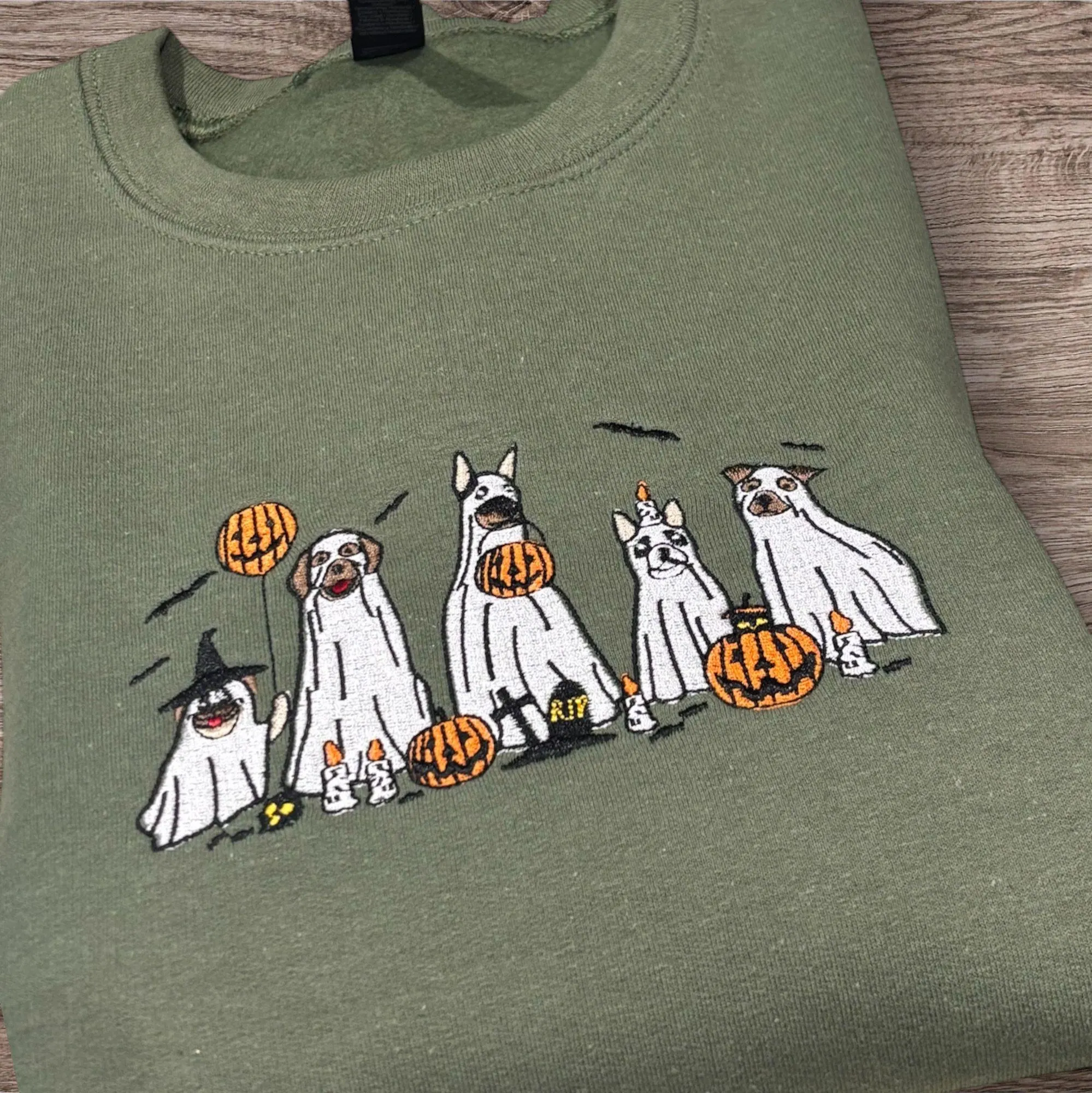 Halloween Ghostie Dogs Embroidered Sweatshirt Or Hoodie. - Image 2