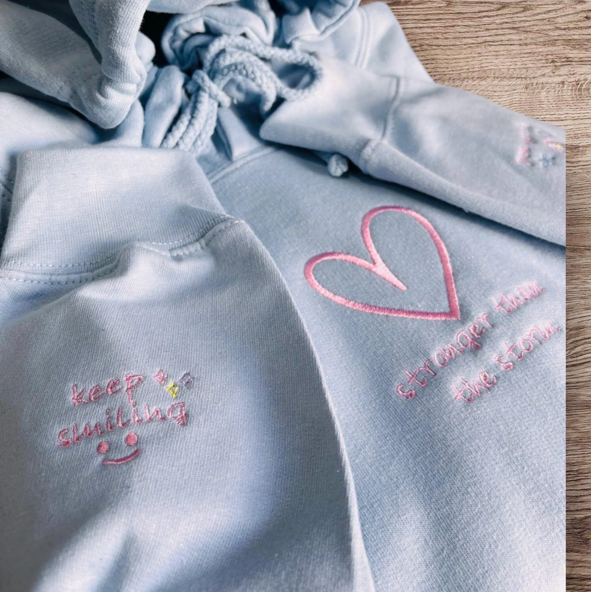 Embroidered Heart Sweatshirt: Positive Mind, Stronger Than The Storm - Image 4