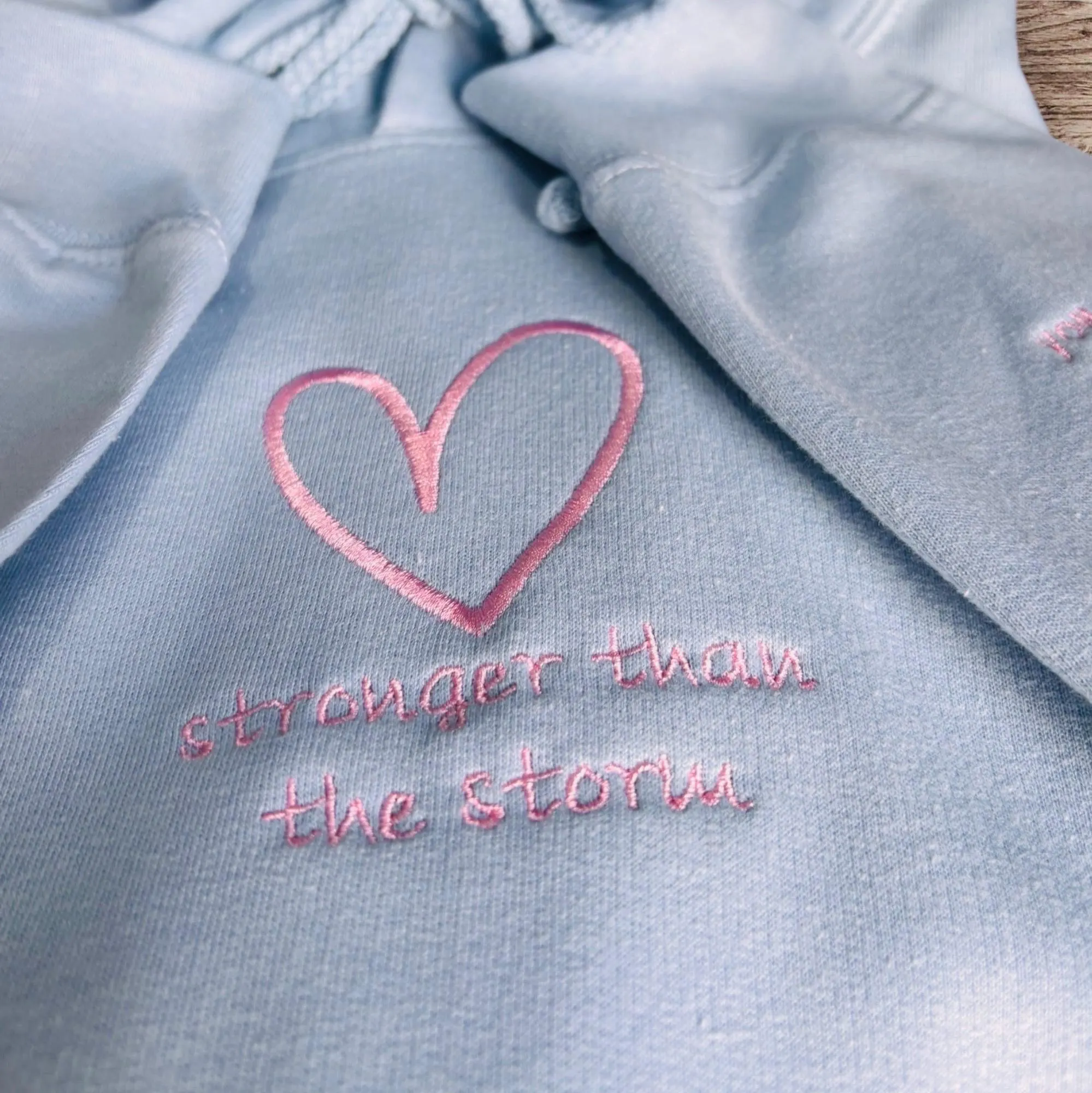 Embroidered Heart Sweatshirt: Positive Mind, Stronger Than The Storm - Image 3