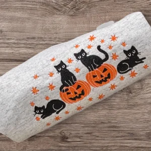 Halloween cats and pumpkins embroidered sweatshirt or hoodie.