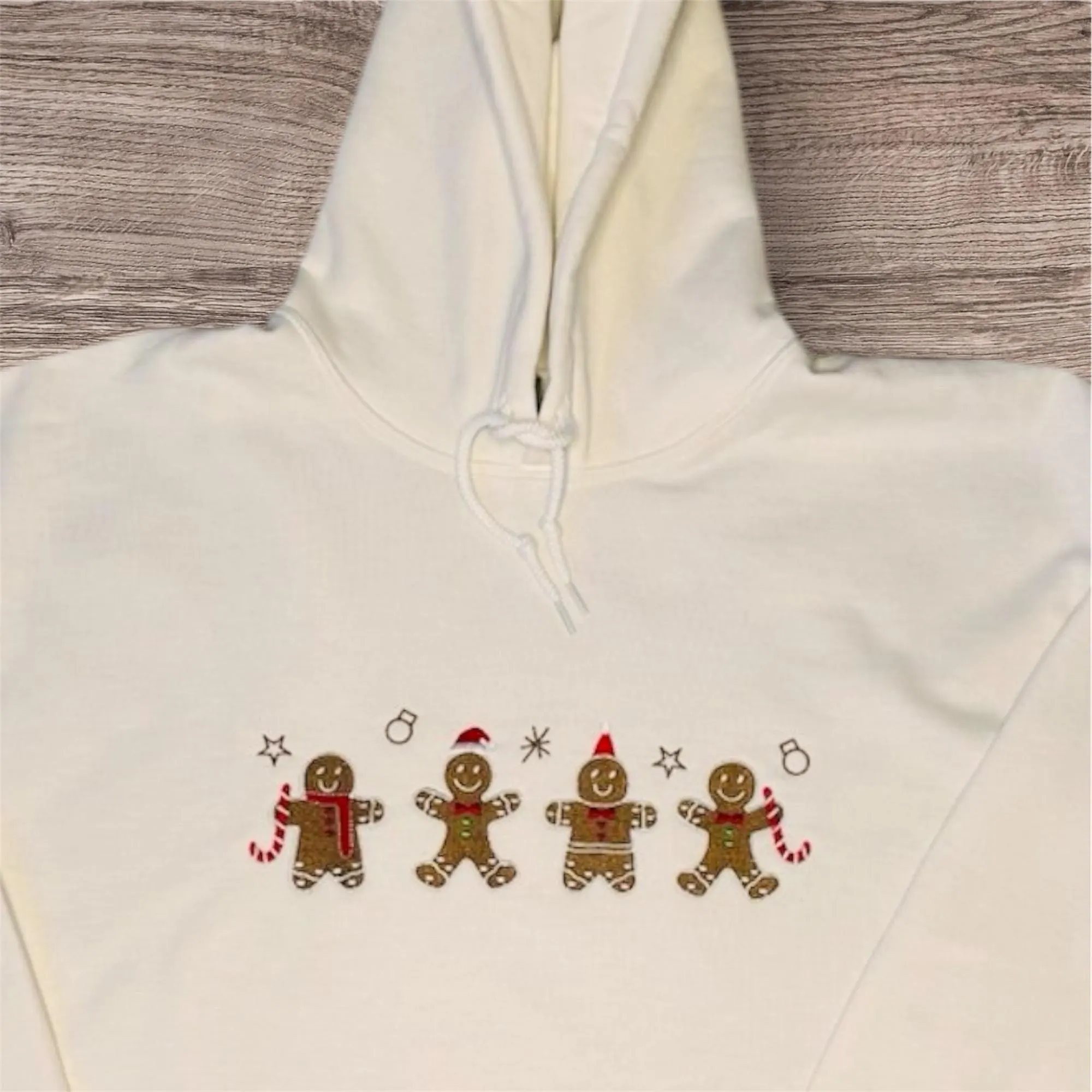 Embroidered gingerbread , sweatshirt, hoodie. Cute Christmas jumper, gingerbread man, festive sweater, xmas gift, unisex crew neck. - Image 2