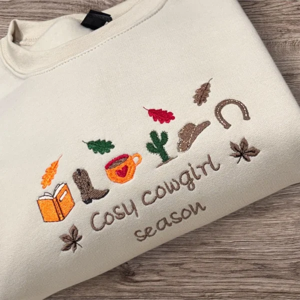 Cosy Cowgirl Season, Autumn, Fall Embroidered Western Sweatshirt Or Hoodie. - Image 3