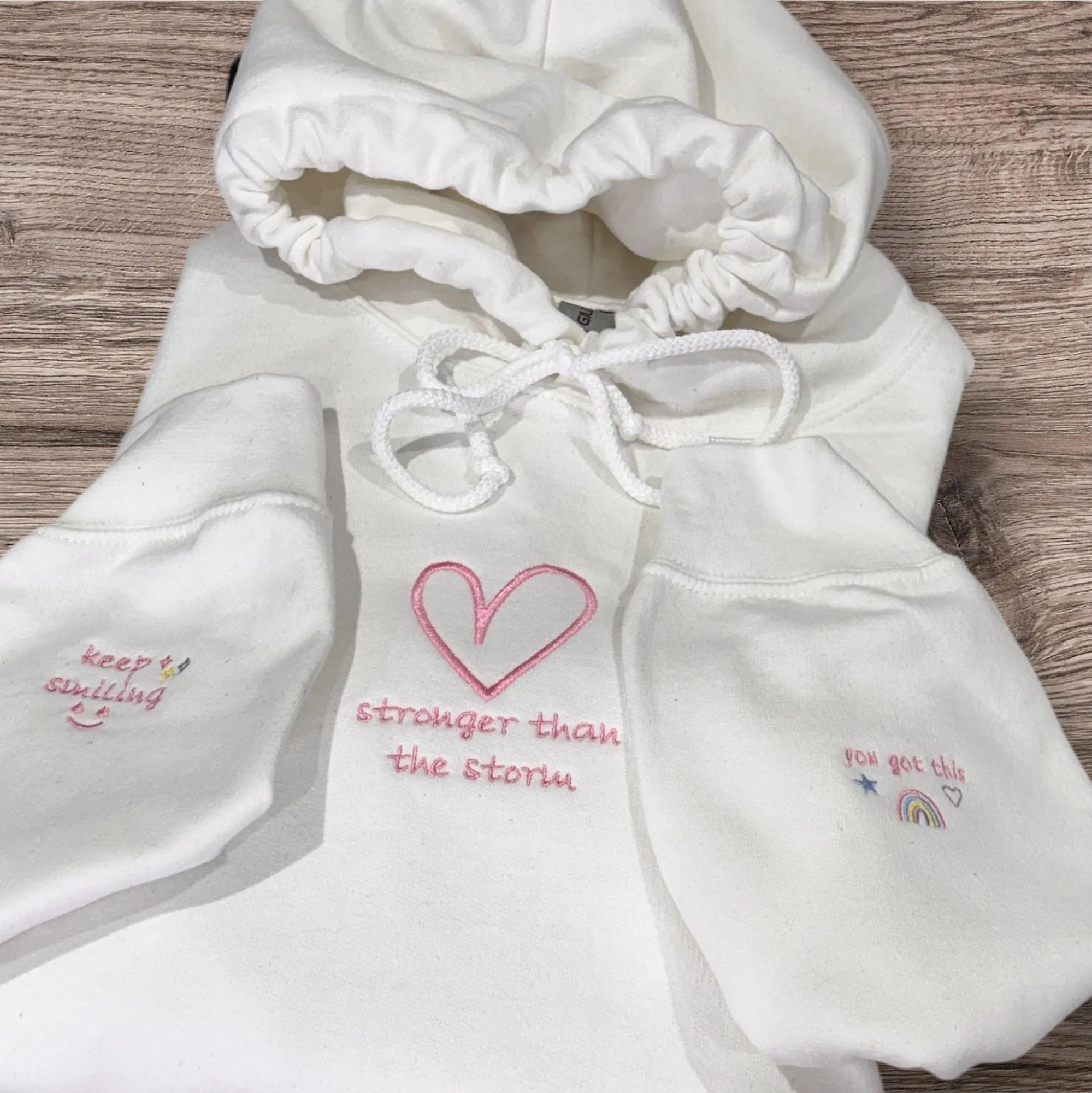 Embroidered Heart Sweatshirt: Positive Mind, Stronger Than The Storm - Image 6