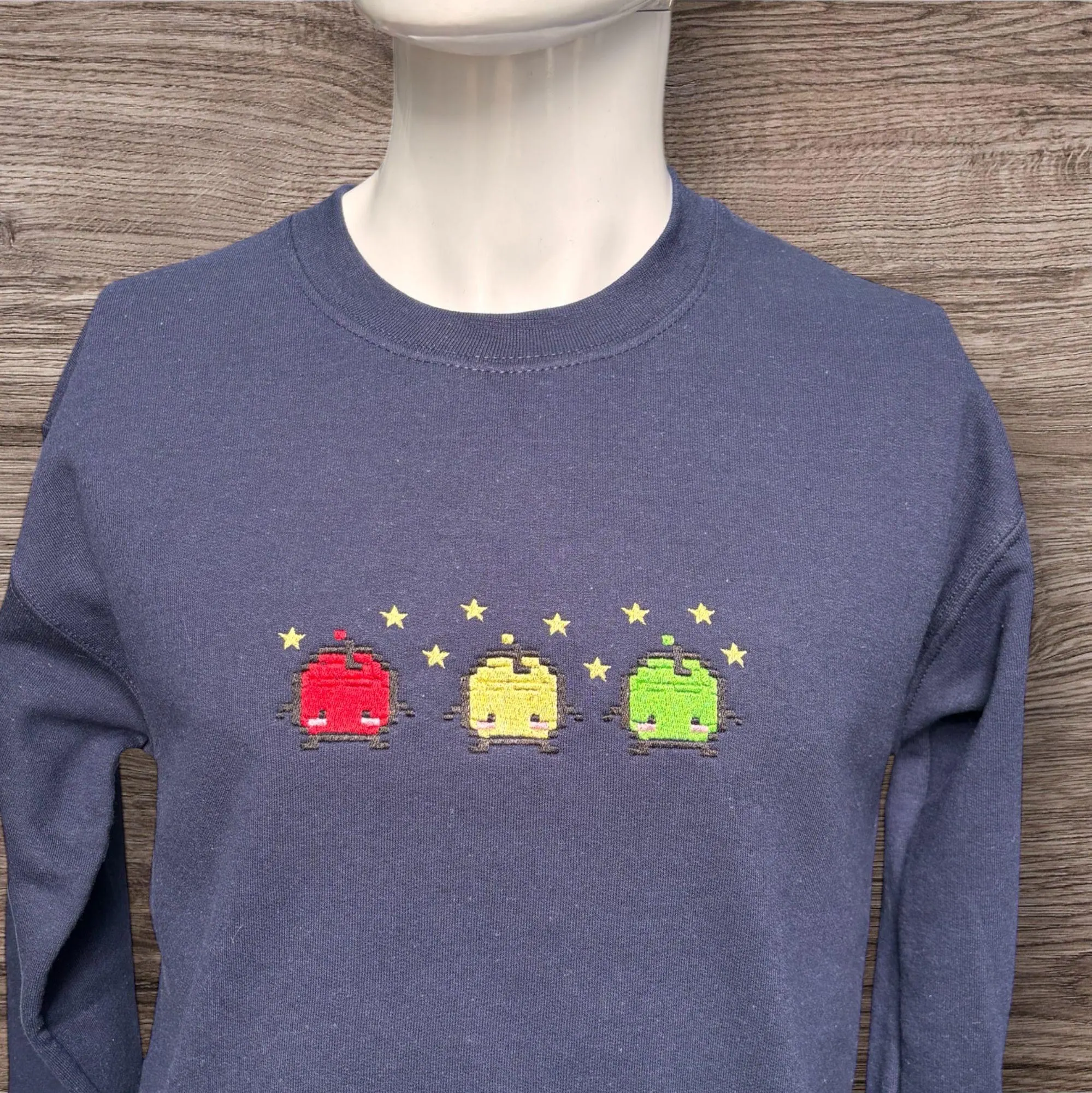Embroidered pixel character Junimo Sweatshirt or hoodie - Stardew Valley Gift. - Image 3
