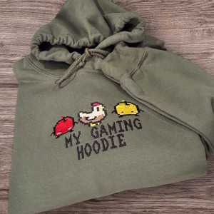Embroidered Chicken Gaming Hoodie: Cozy Unisex Crewneck