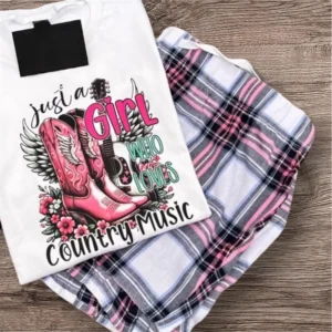 Country Music Pajama Set: Women's Western Cowgirl Sleepwear