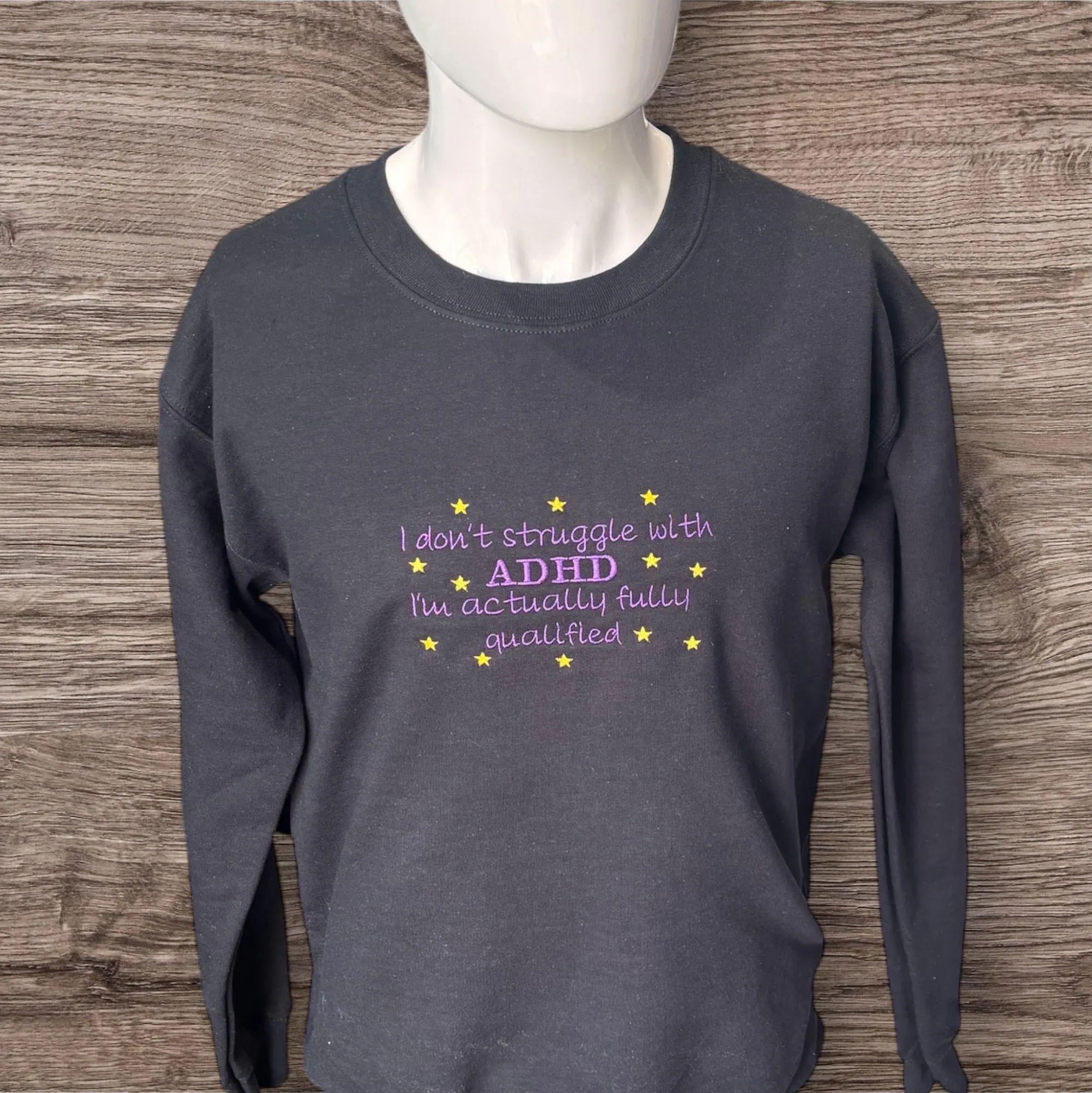 Embroidered ADHD Sweatshirt: Funny Mental Health Hoodie - Image 2