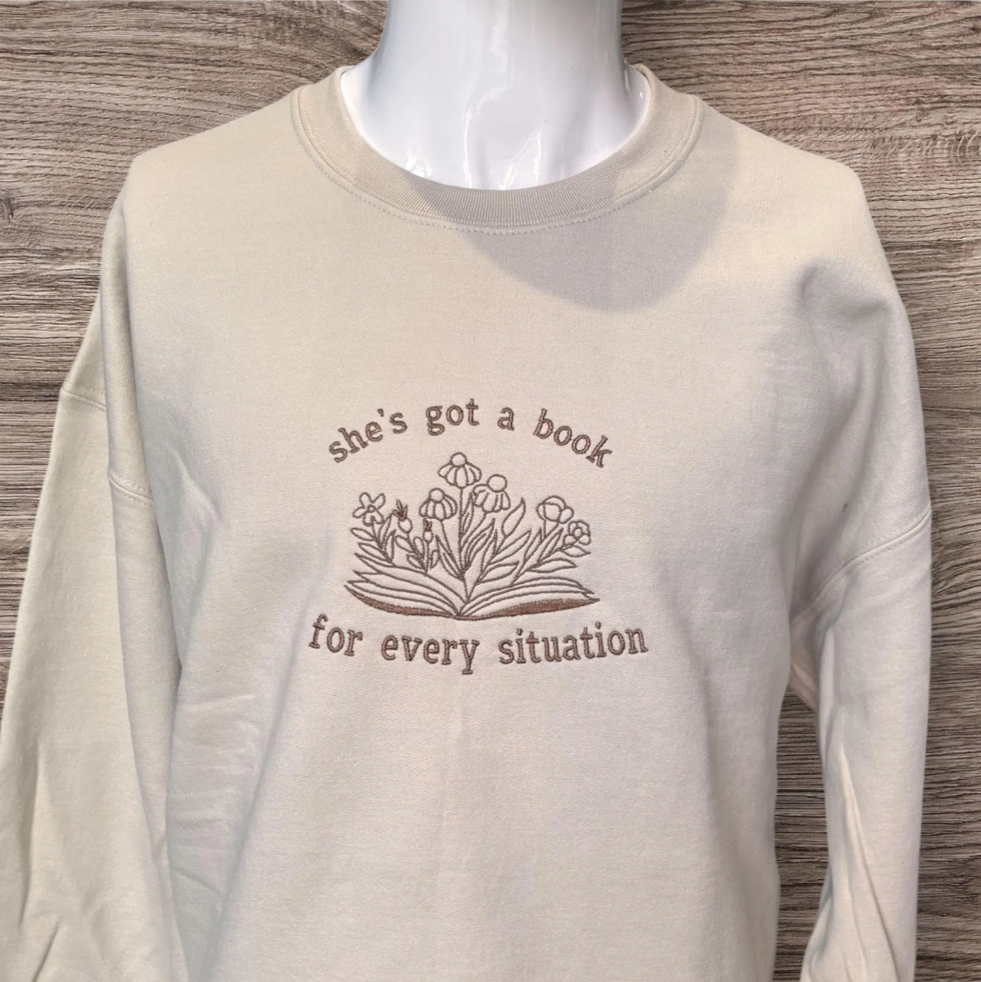 Embroidered 'Book For Every Situation' Sweatshirt: Reading Lover Crew Neck - Image 2