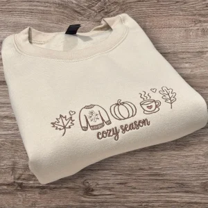 Cozy season Autumn/Fall Icon Embroidered Sweatshirt Or Hoodie.