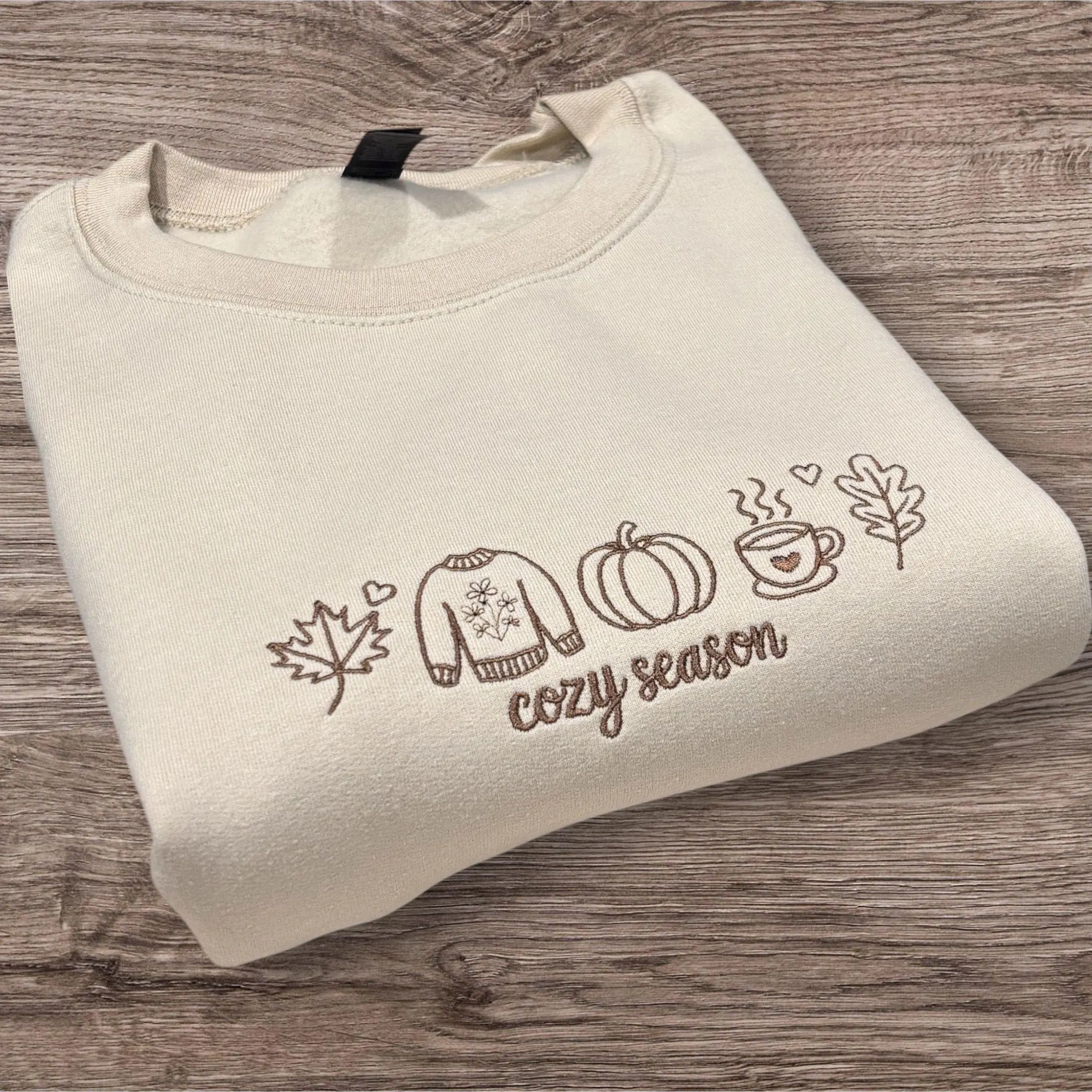 Cozy season Autumn/Fall Icon Embroidered Sweatshirt Or Hoodie.