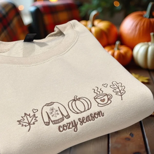 Cozy season Autumn/Fall Icon Embroidered Sweatshirt Or Hoodie. - Image 2