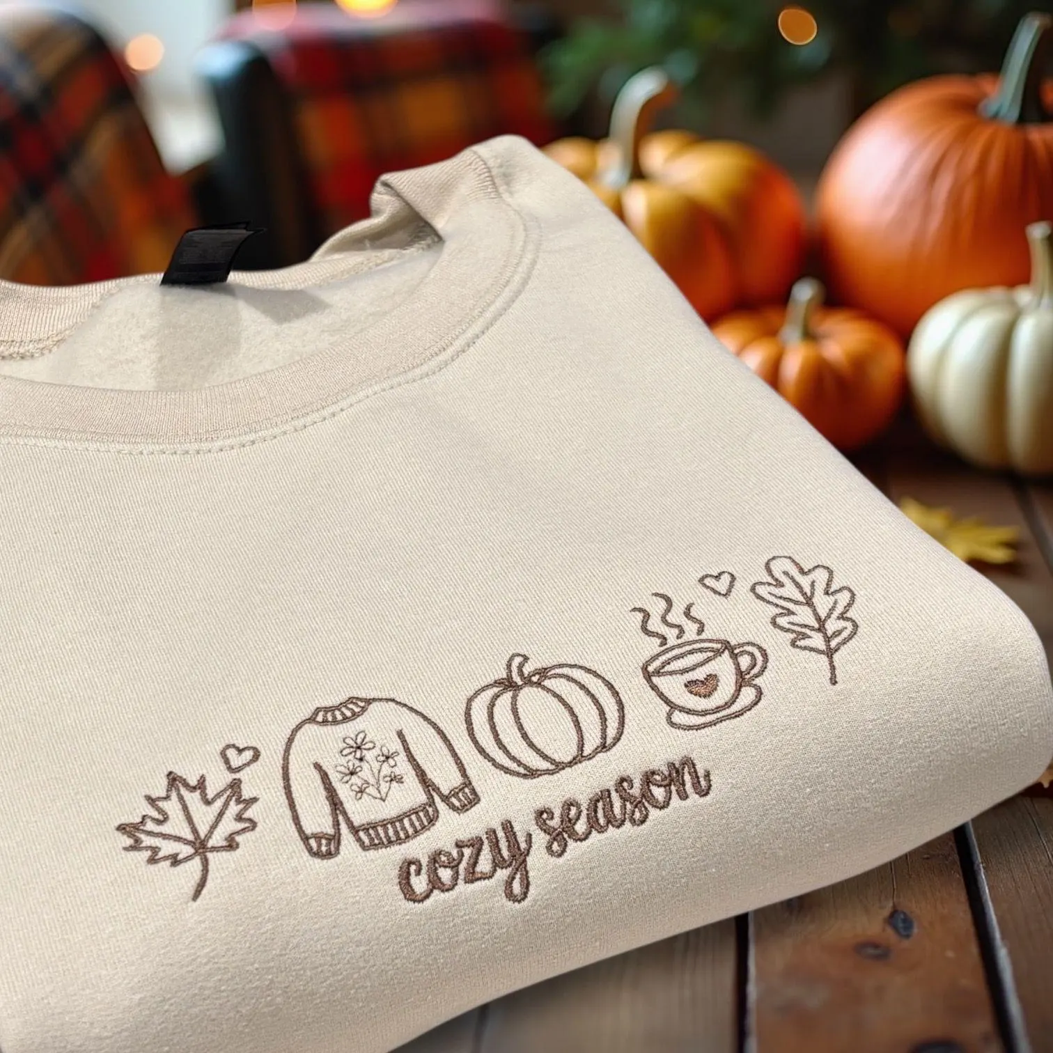 Cozy season Autumn/Fall Icon Embroidered Sweatshirt Or Hoodie. - Image 2