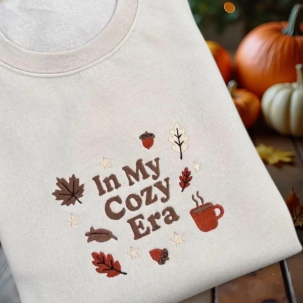 Embroidered Autumn Leaves Sweatshirt: Cozy Season Fashion