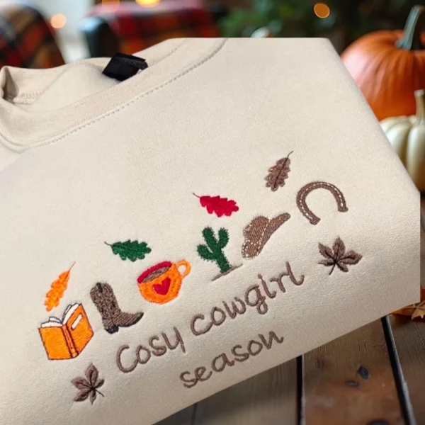 Cosy Cowgirl Season, Autumn, Fall Embroidered Western Sweatshirt Or Hoodie. - Image 6