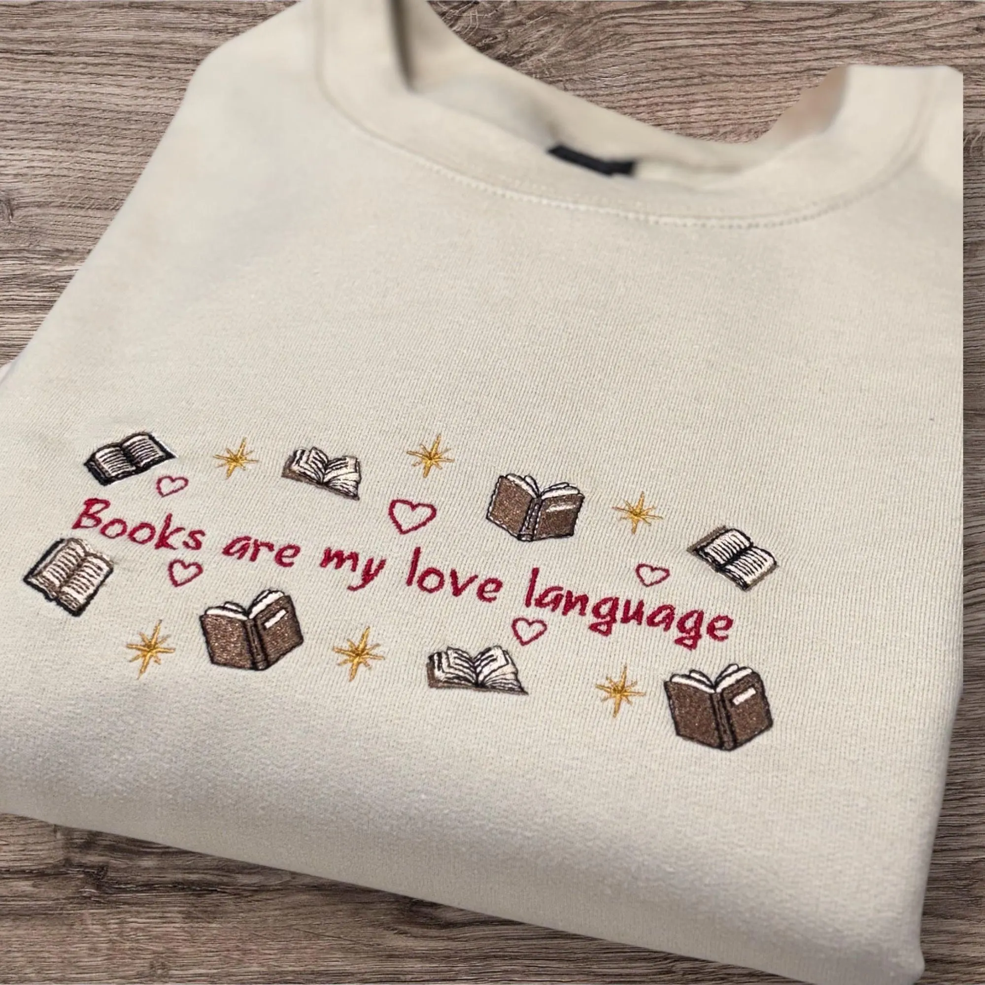 Books Are My Love Language Embroidered Sweatshirt Or Hoodie. Reading hoodie, Bookish Gift. - Image 2