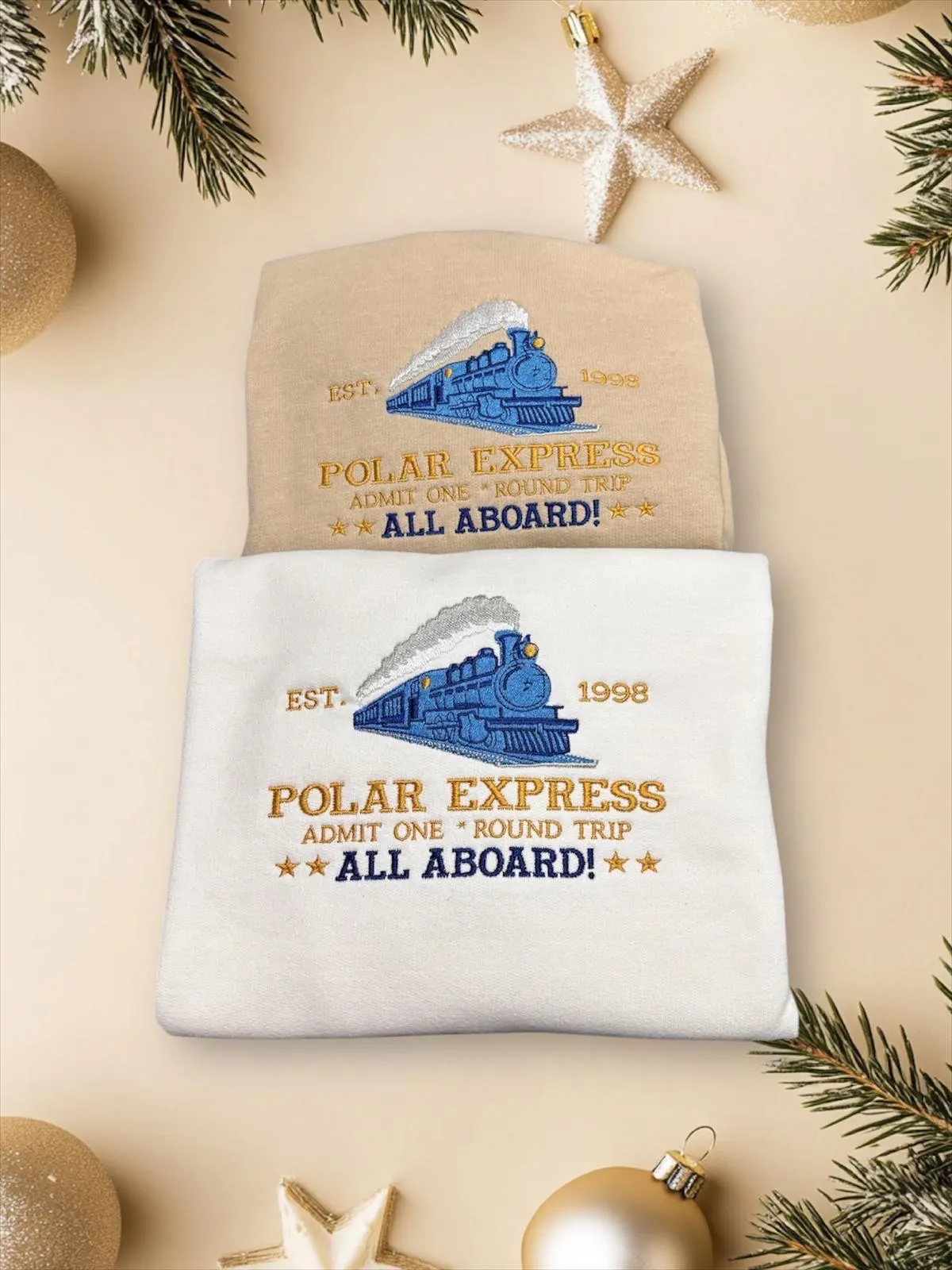 Embroidered the polar express Christmas train sweatshirt, hoodie. Super cute Christmas jumper, festive sweater, xmas gift, family matching. - Image 2