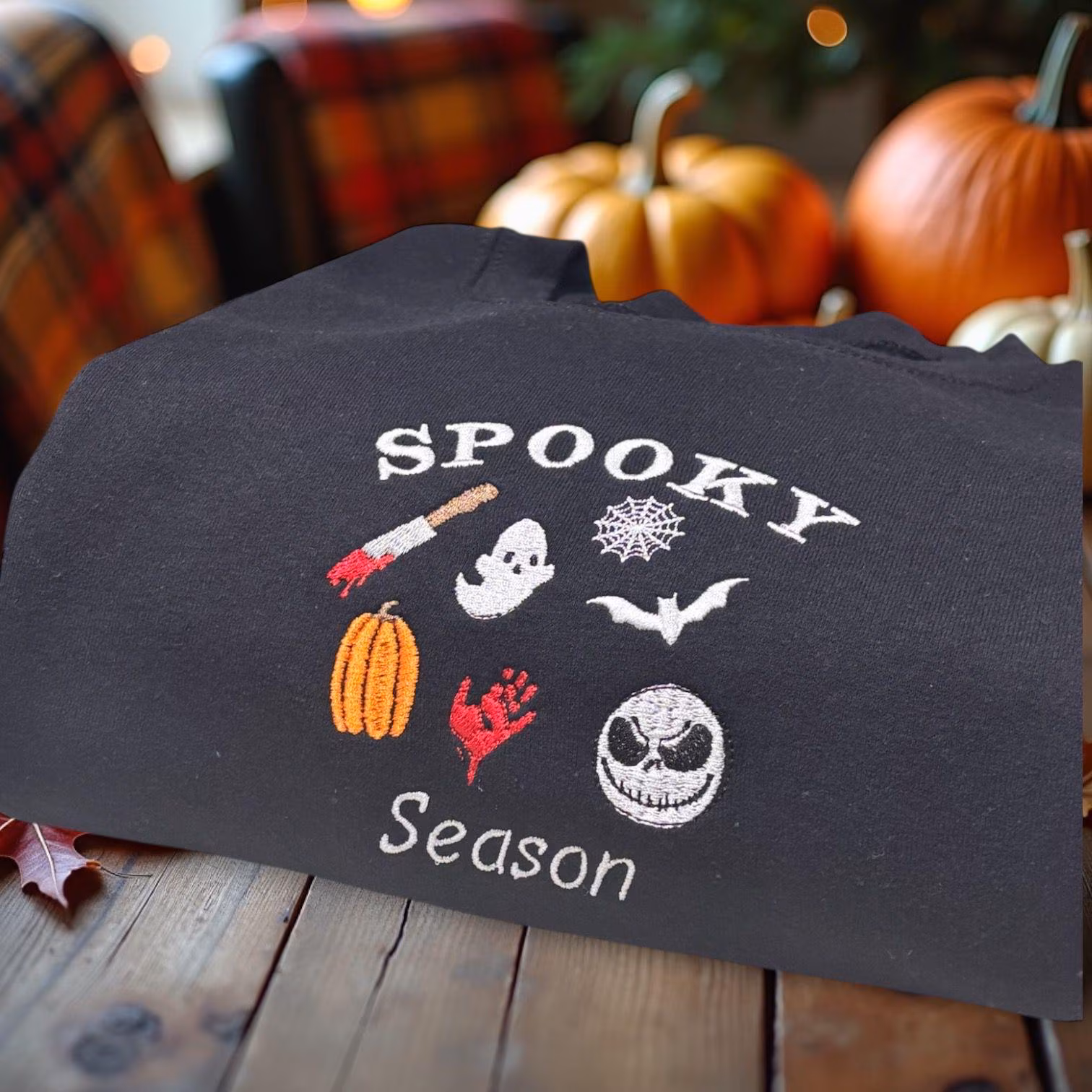 Embroidered Spooky Season Halloween Icon Sweatshirt or Hoodie. - Image 2