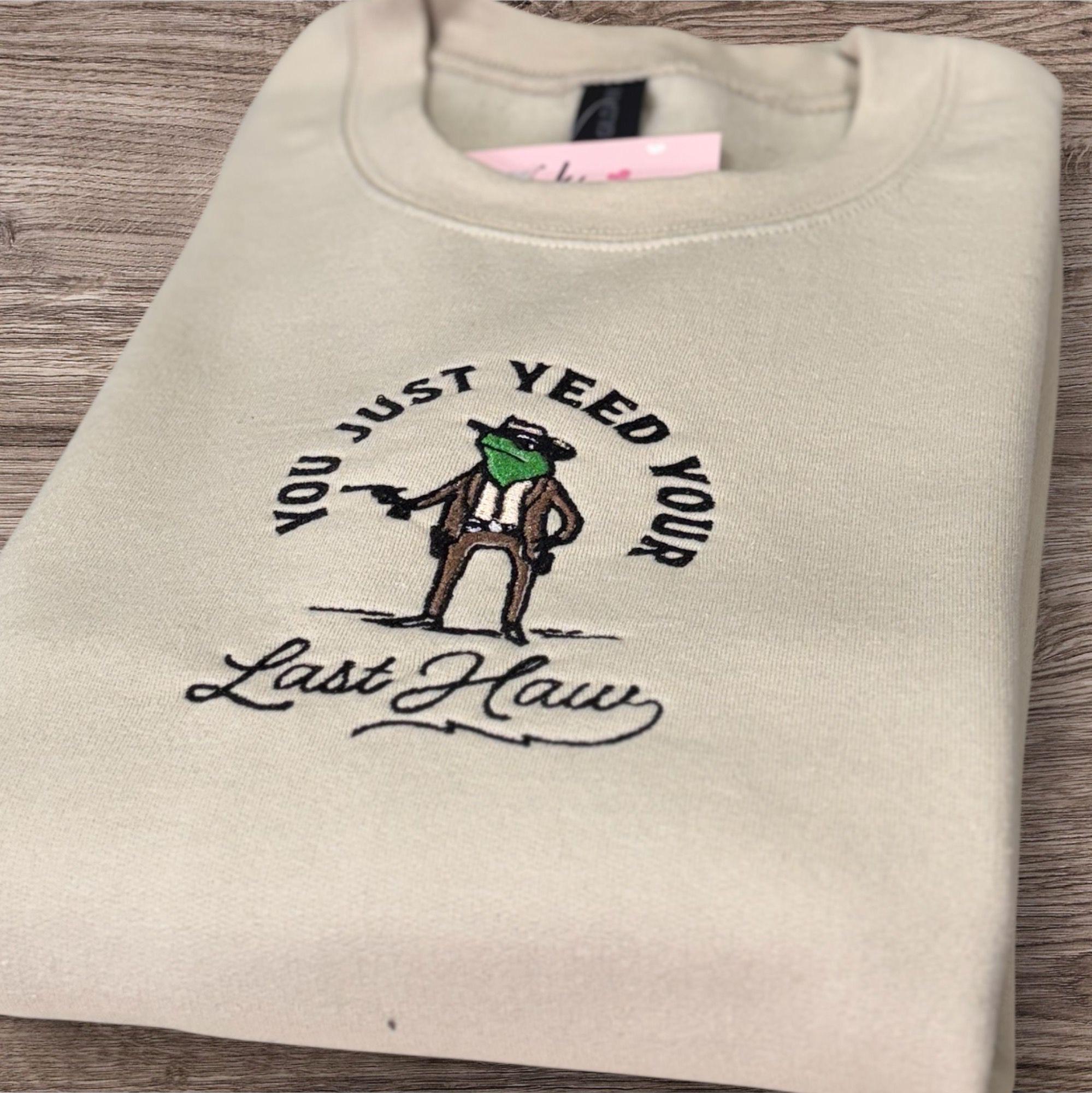 Embroidered Frog Cowboy T-Shirt: Country Western Animal Clothes