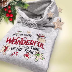 Embroidered Christmas Sweatshirt: Gingerbread Man Festive Jumper