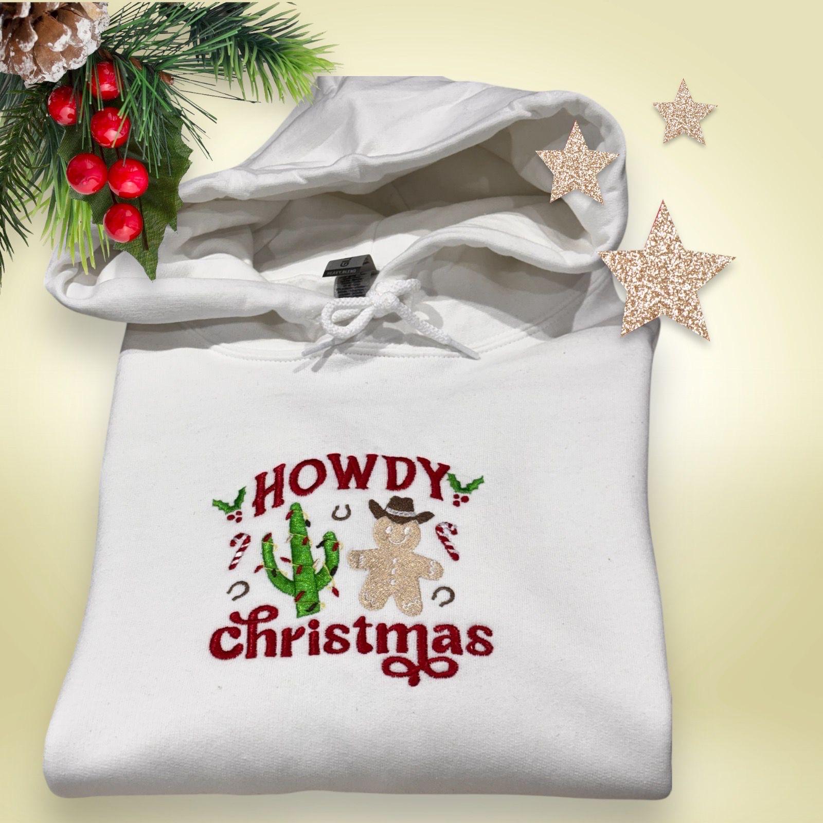 Embroidered Cowboy Gingerbread Man Sweatshirt: Western Christmas Jumper