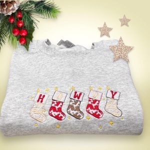 Embroidered Cowboy Gingerbread Sweatshirt: Western Christmas Jumper