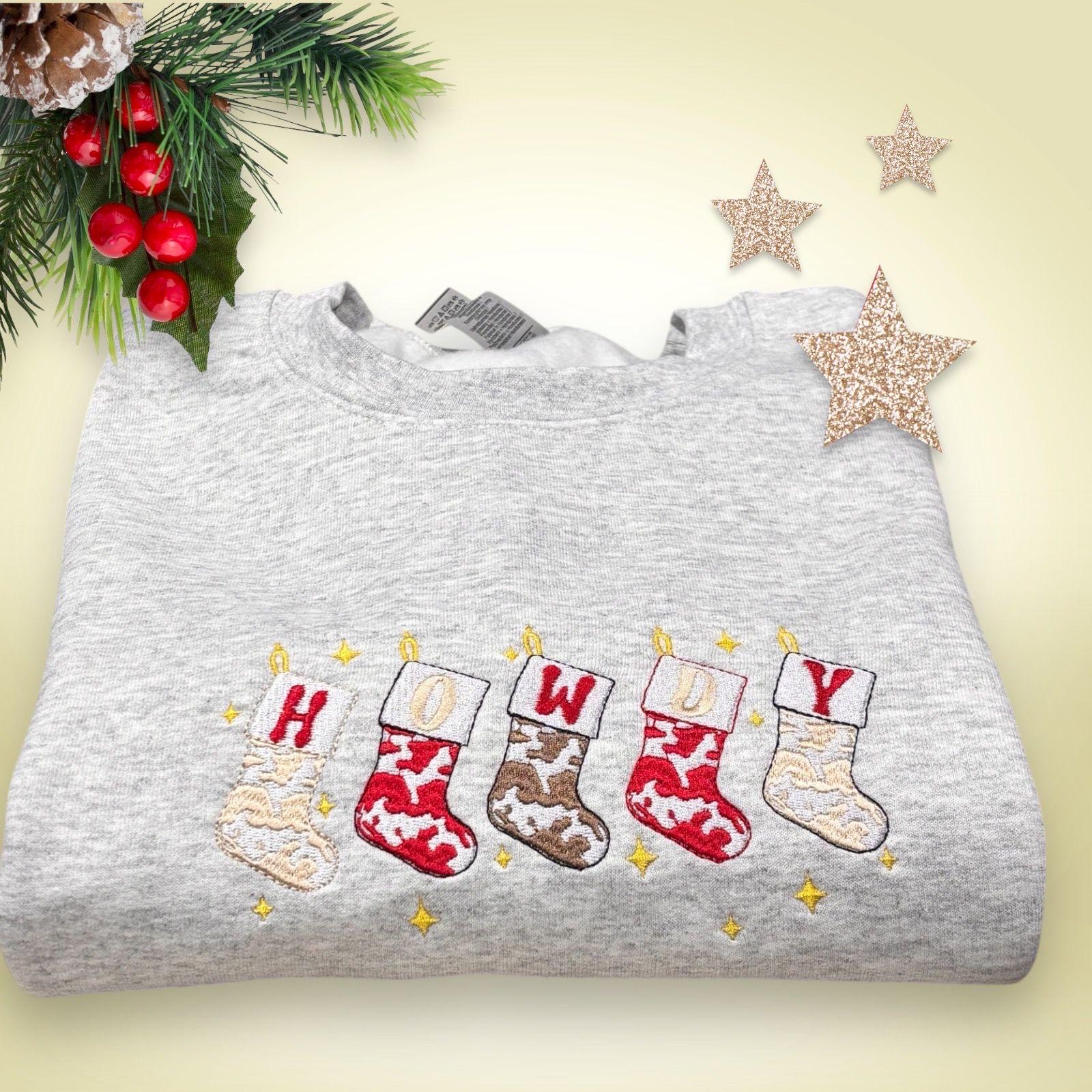Embroidered Cowboy Gingerbread Sweatshirt: Western Christmas Jumper
