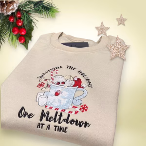 Embroidered Snowman Christmas Sweatshirt: Unisex Holiday Jumper