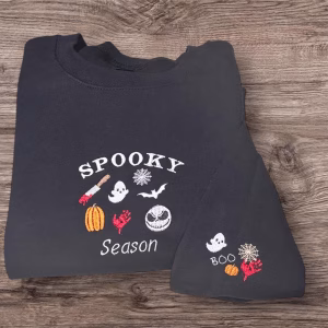 Embroidered Spooky Season Halloween Icon Sweatshirt or Hoodie.