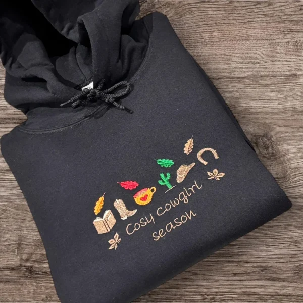 Cosy Cowgirl Season, Autumn, Fall Embroidered Western Sweatshirt Or Hoodie. - Image 4