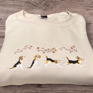 Beagle Dog Embroidered Sweatshirt Or Hoodie, Autumn Leaves. Dog Pet Lover Gift.