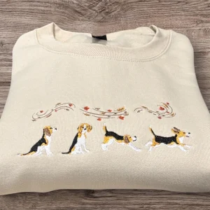 Beagle Dog Embroidered Sweatshirt Or Hoodie.