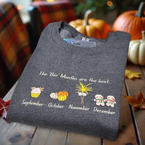 Embroidered 'Ber Months' Sweatshirt: Autumn Leaves Season Jumper
