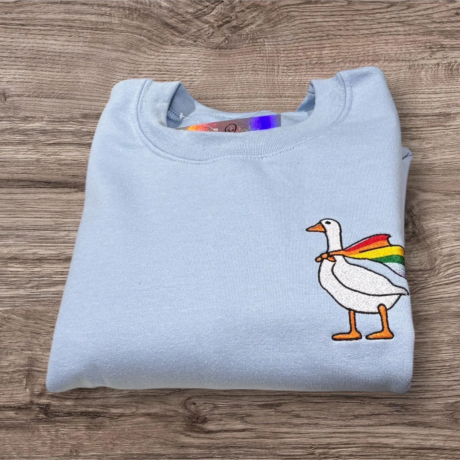 Embroidered Silly Goose LGBTQ Flag Shirt: Funny Animal Top