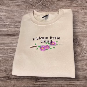 Embroidered "Vicious Little Thing" Sweatshirt: Dark Romantasy Bookworm Gift