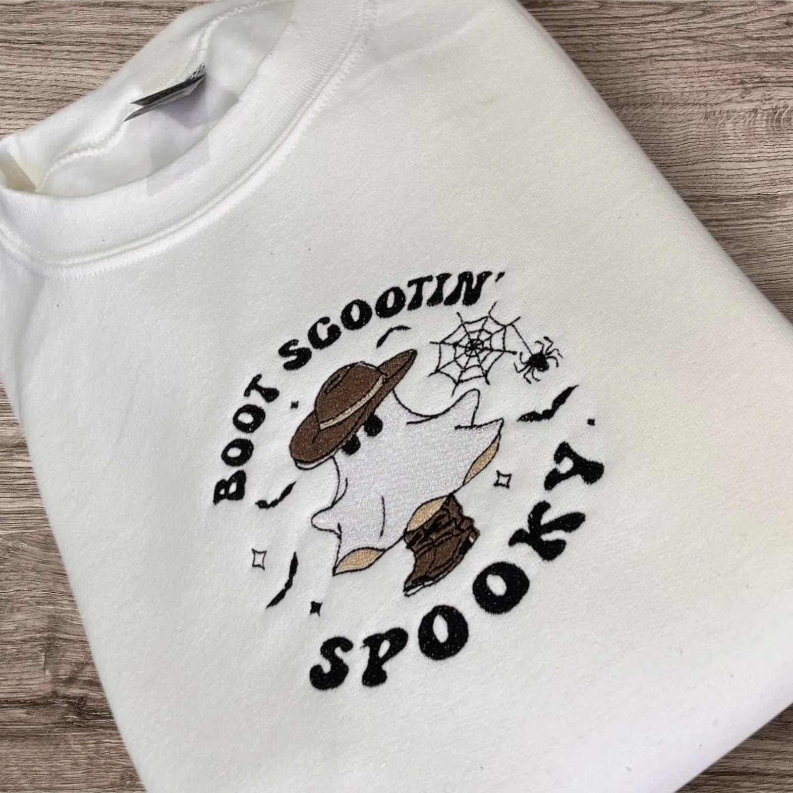 Embroidered Cowboy Ghost Sweatshirt: Boot Scootin' Spooky Western Halloween - Image 6
