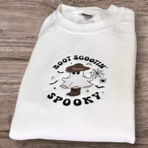 Embroidered Cowboy Ghost Sweatshirt: Boot Scootin' Spooky Western Halloween