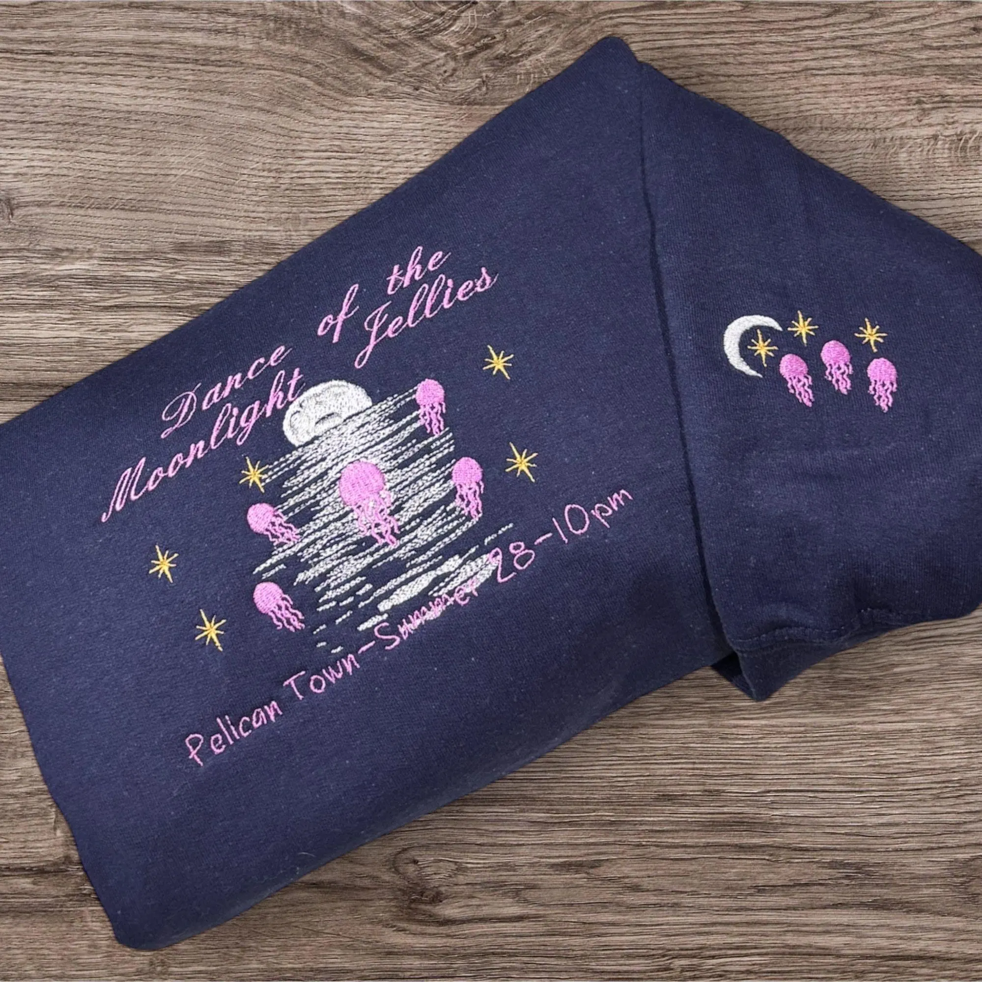 Dance Of The Moonlight Jellies Embroidered Jelly fish sweatshirt or hoodie. - Image 2