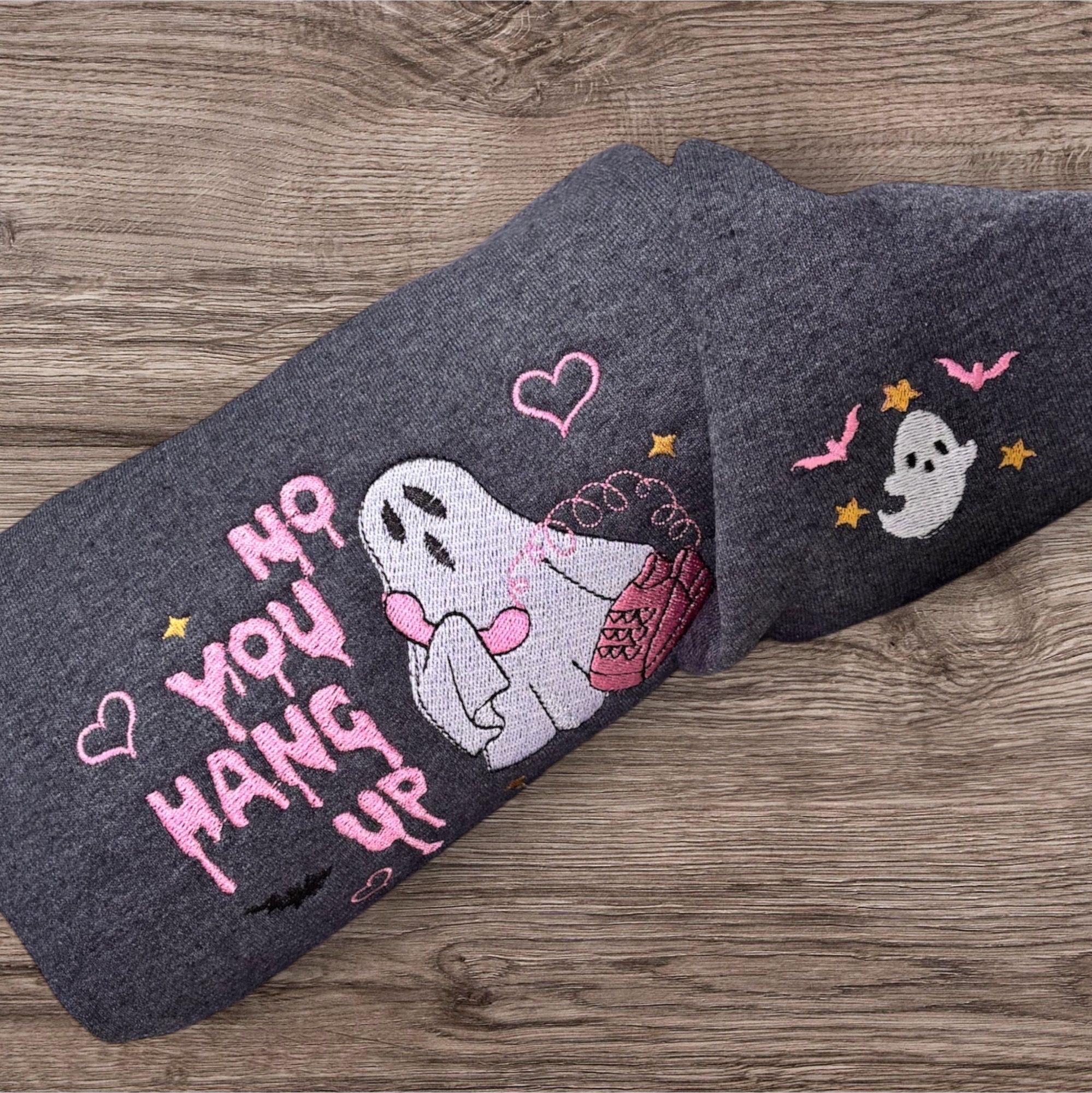 Embroidered Ghost No You Hang Up Sweatshirt or Hoodie: Spooky Halloween - Image 3